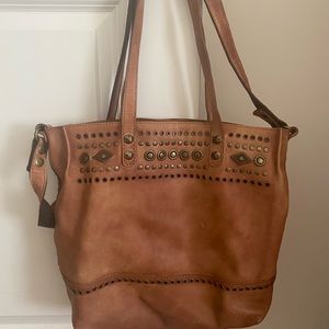 PATRICIA NASH Brown Leather Shoulder/Crossbody Tote